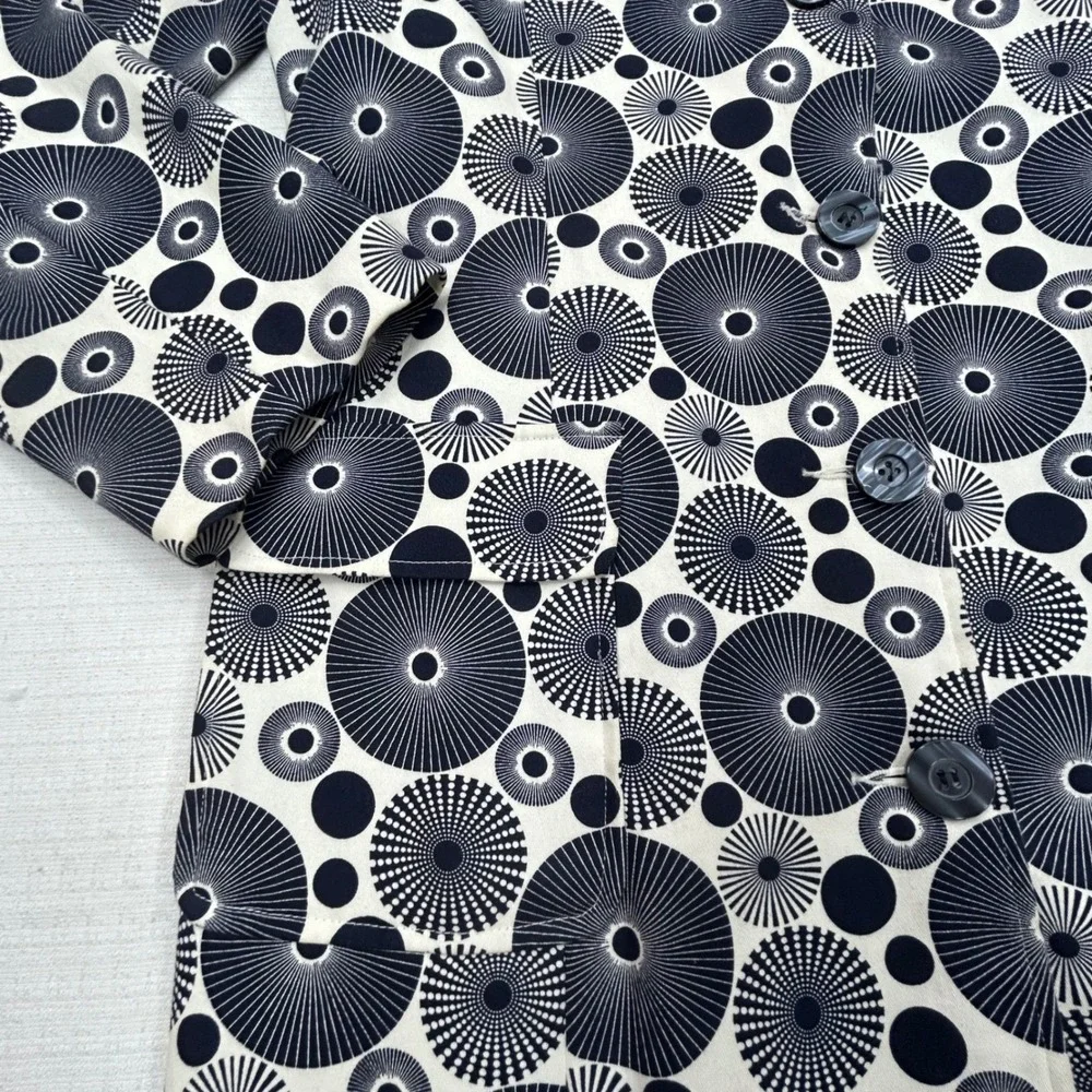 Peck & Peck Weekend Jacket Womens Large Geometric Print Black White Mod‎ Retro